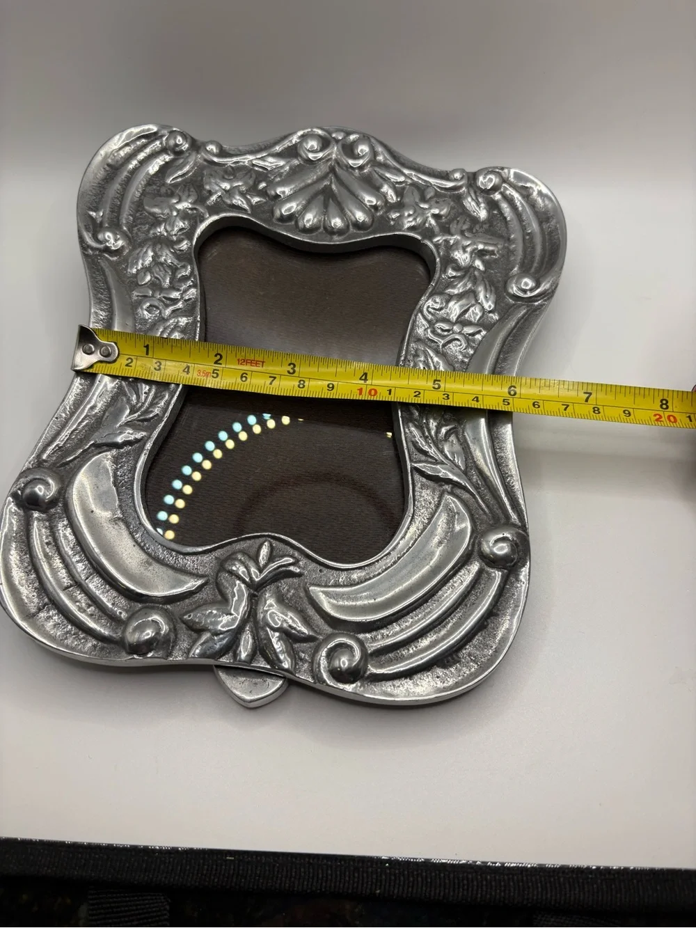 Vintage Mexican Pewter Picture Frame 5x7 Spanish Colonial Ornate Tabletop Decor